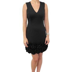 Donna Ricco New York Black Sleeveless Dress, Rose Hem, Size 4, NWT